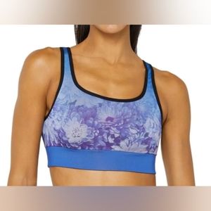 NWT Cor purple abstract floral no pads polyester/nylon/Lycra scoop neck athletic